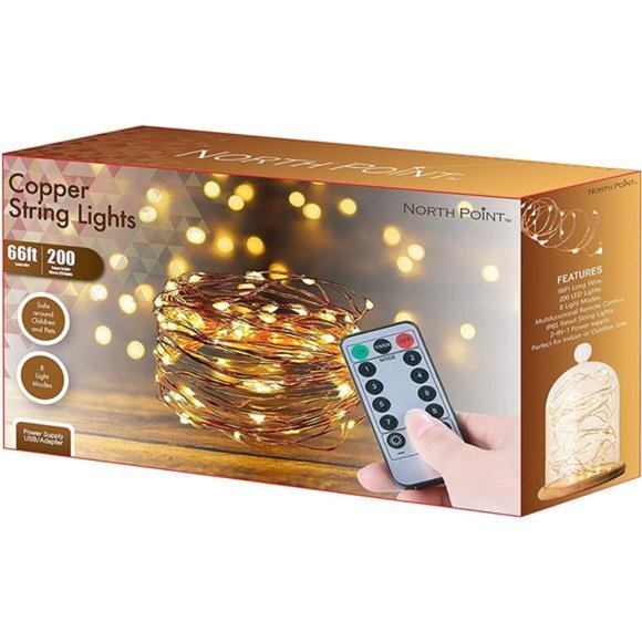 Remote Operated with 8 Modes, Home Christmas Holiday Copper Fairy String Lights - Picture 2 of 6
